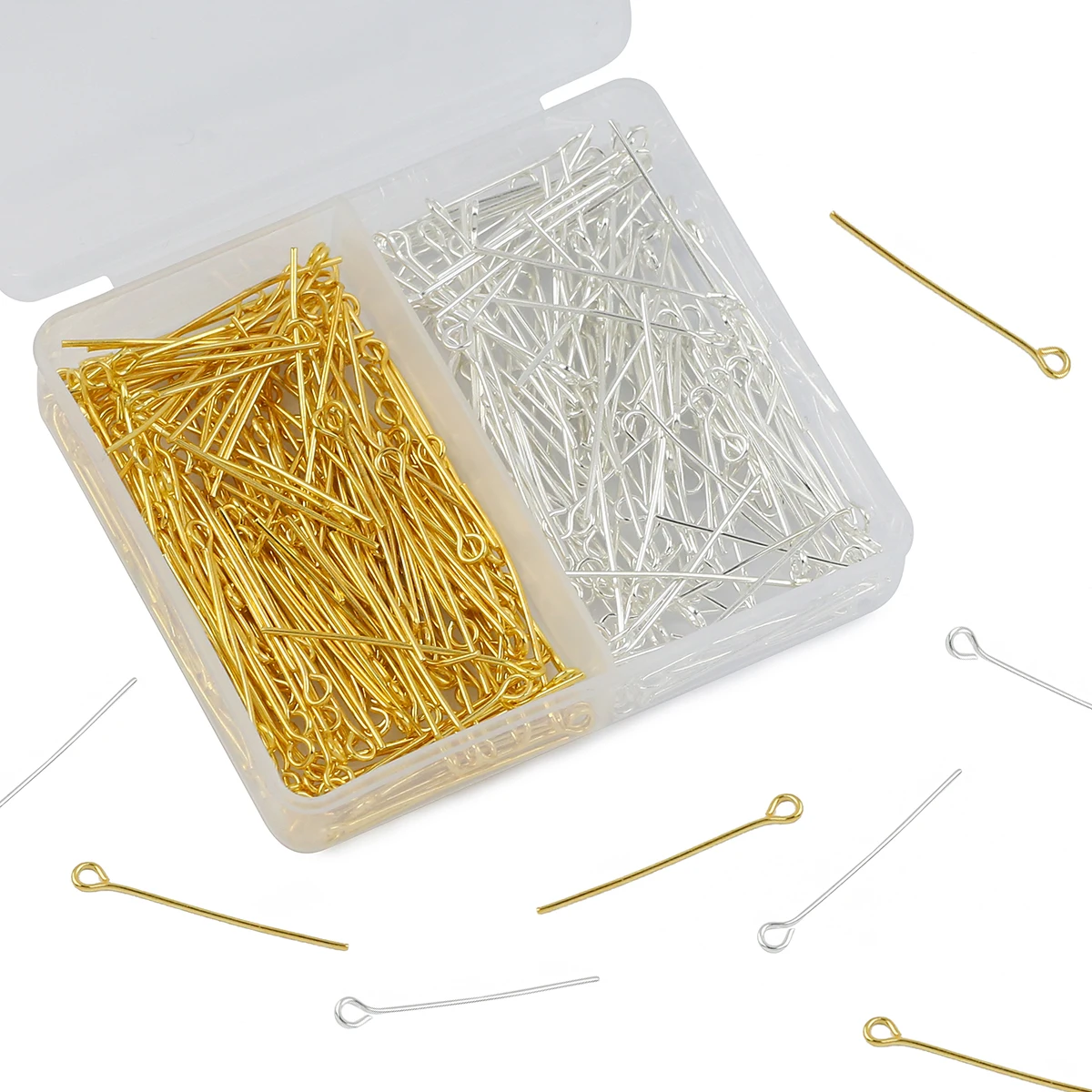 200PCS Alloy 28MM Golden Silver Eye Pins DIY Kit Set Box For Making Women Charms Bracelet Necklace Earrings Jewelry Accessories