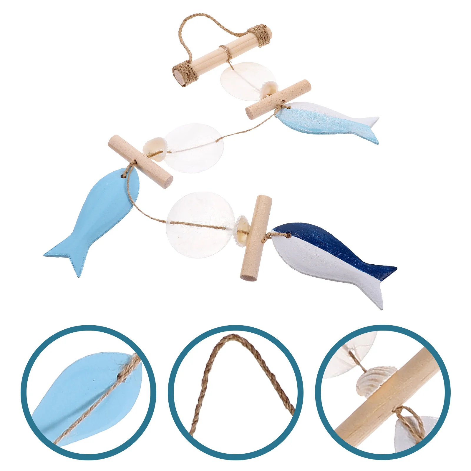 

Mediterranean Style Fish Seashell Wall Hanging Decoration Wind Chime For Home Living Room Bedroom Nautical Wood Art Balcony