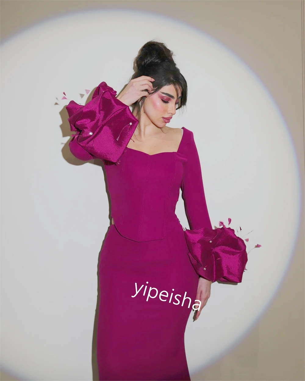 Customized  S Pleat Birthday A-line Square Neck Bespoke Occasion Gown Midi Dresses  Sexy Casual  