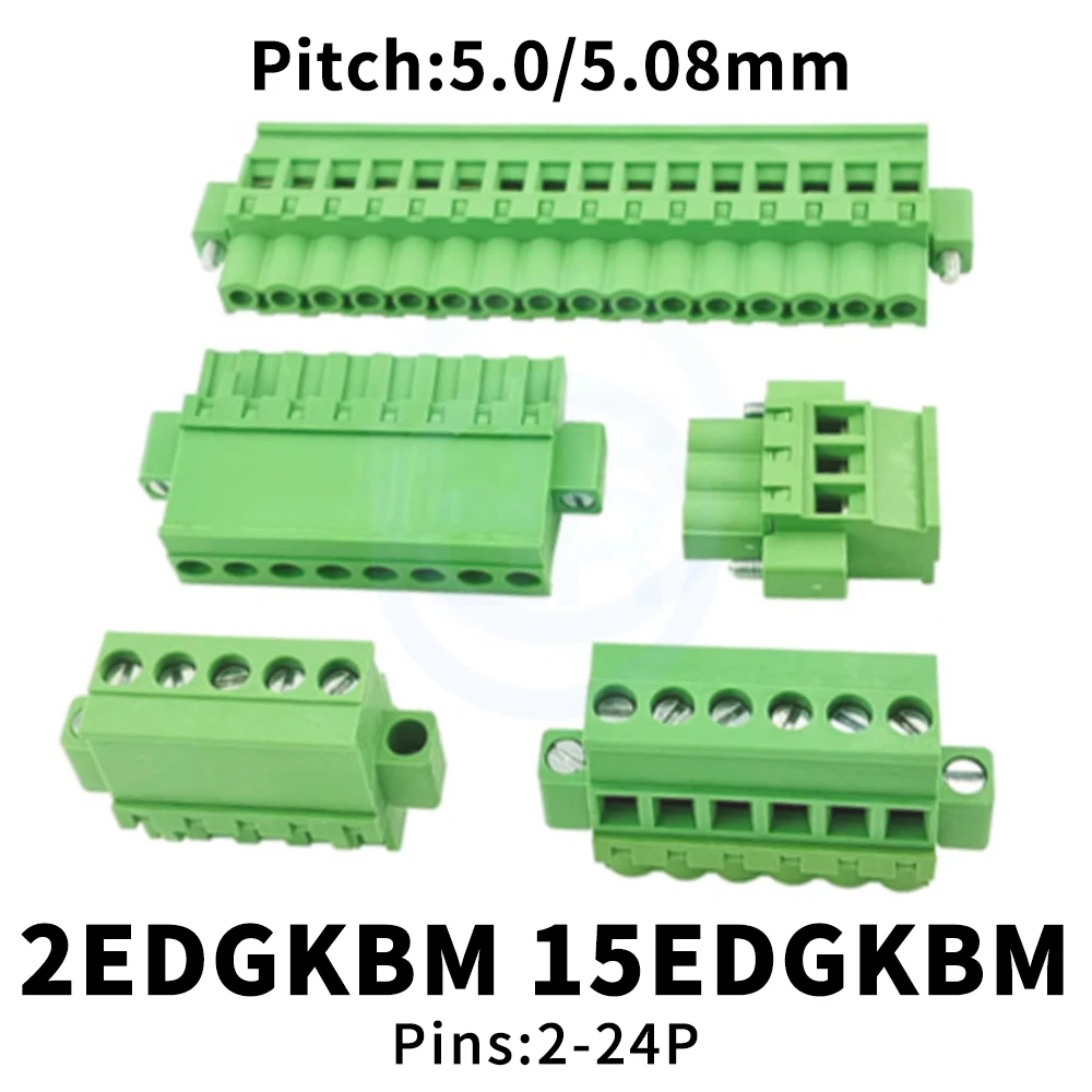 (5 pcs) KF 2EDGKBM 5.08MM 5.0MM Vertical Plug-in Terminal Block with Ear Flange Fixed Side Plug 2~24P 15EDGKBM 5.0 5.08