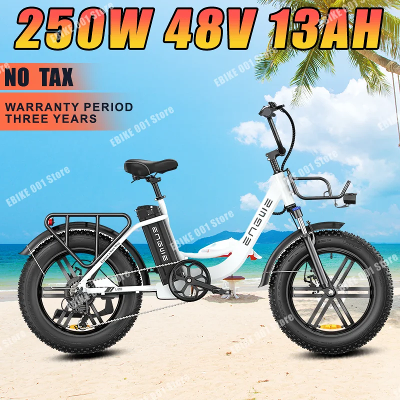 

EU UK US Stock ENGWE L20 Electric Bicycle 48V13Ah 250W Motor 20*4.0inch Fat Tire Ebike 140km Mileage Mountain City Electric Bike