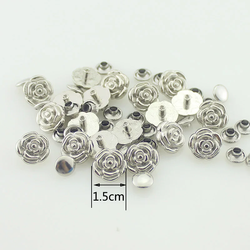 20sets/lot 1.5*1.5cm silver Bronze Rose Rivet Brass Skeleton Spike Fashion Studs Leathercraft Accessory Garment Rivets