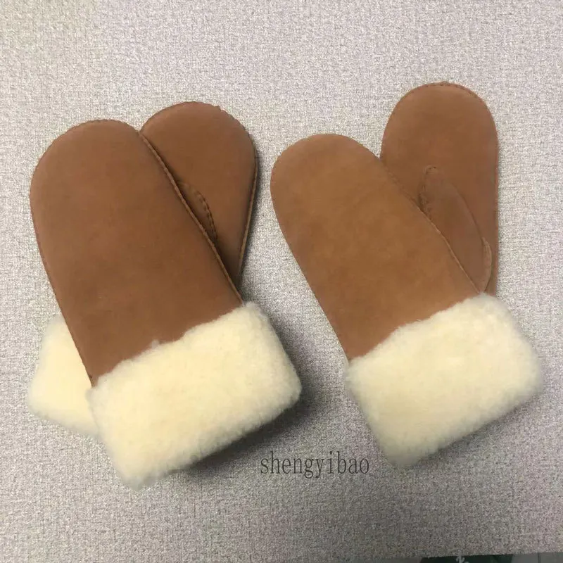 Winter Warm Suede Gloves Wool Lined Leather Gloves Women Outdoor Cold-proof Student Windproof Thicken Motorcycle Riding Mittens