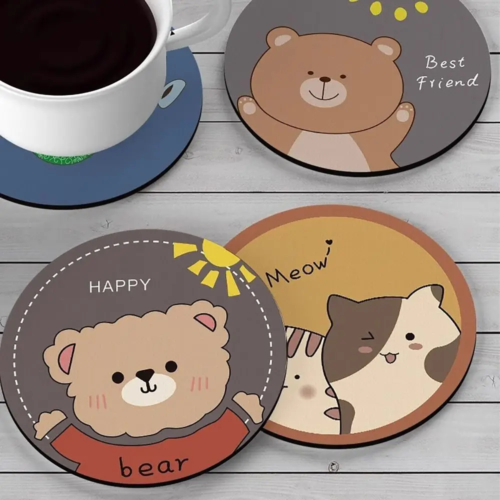 Bear Dog Cat Coasters Special Design S/L Round Bowl Dish Pot Mats EVA Waterproof Placemats Tableware