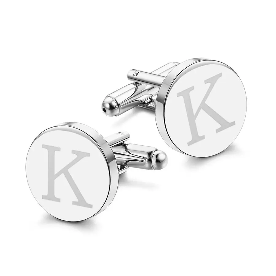 

Pair Cuff Links Mens Accessories Jewelry Classic Initial Cufflinks with Gift Box Silver Black 14K gold plated Cufflinks