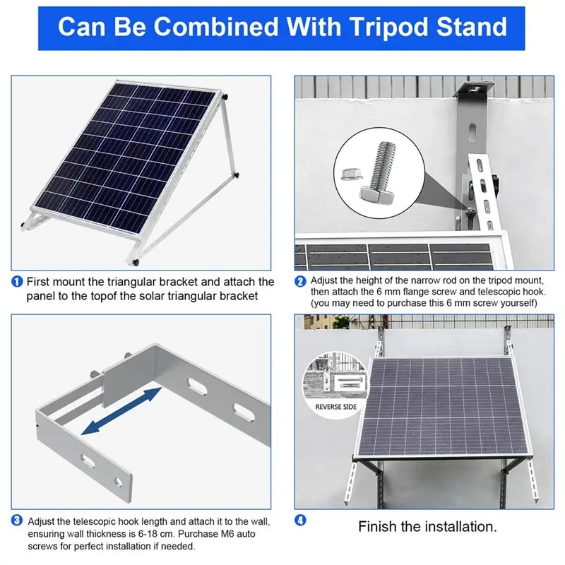 AT82-Solar Panel Mounting Bracket Hook Adjustables For Photovoltaic Panels For Balcony PV Systems Installation