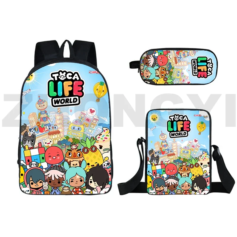 

New Arrivals 3D Anime Toca Boca Backpack Teenagers Travel Women Bookbag Kawaii School Bag 16 Inch Toca Life World Game Bagpack