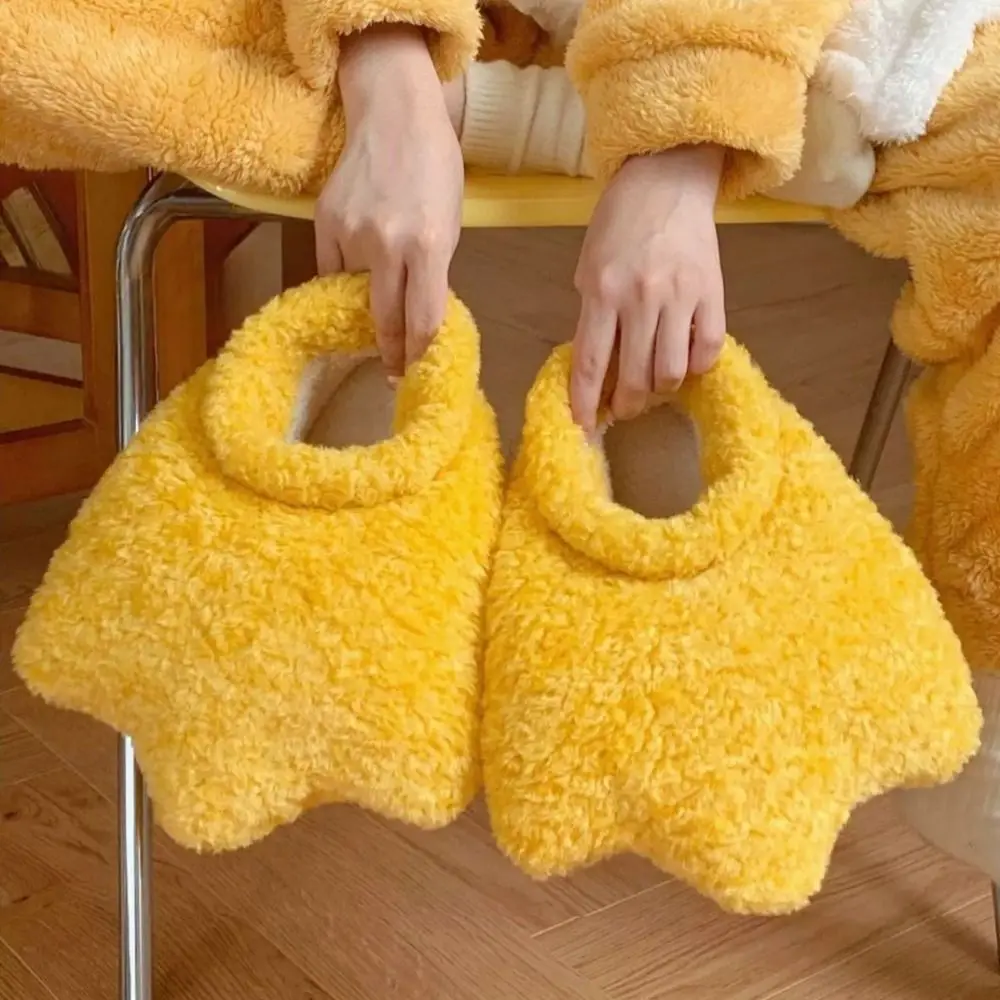 Casual Soft Duck Flippers Slippers Cute Thick Sole Duck Plush Slippers Non-Slip Fluffy Children Duck Feet Slides Winter