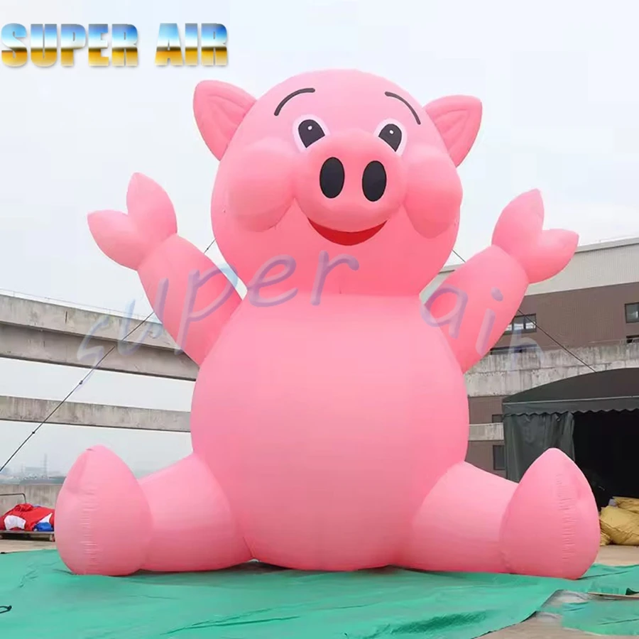 Modèle de cochon rose gonflable géant personnalisé, modèle de dessin animé gonflable pour enfants