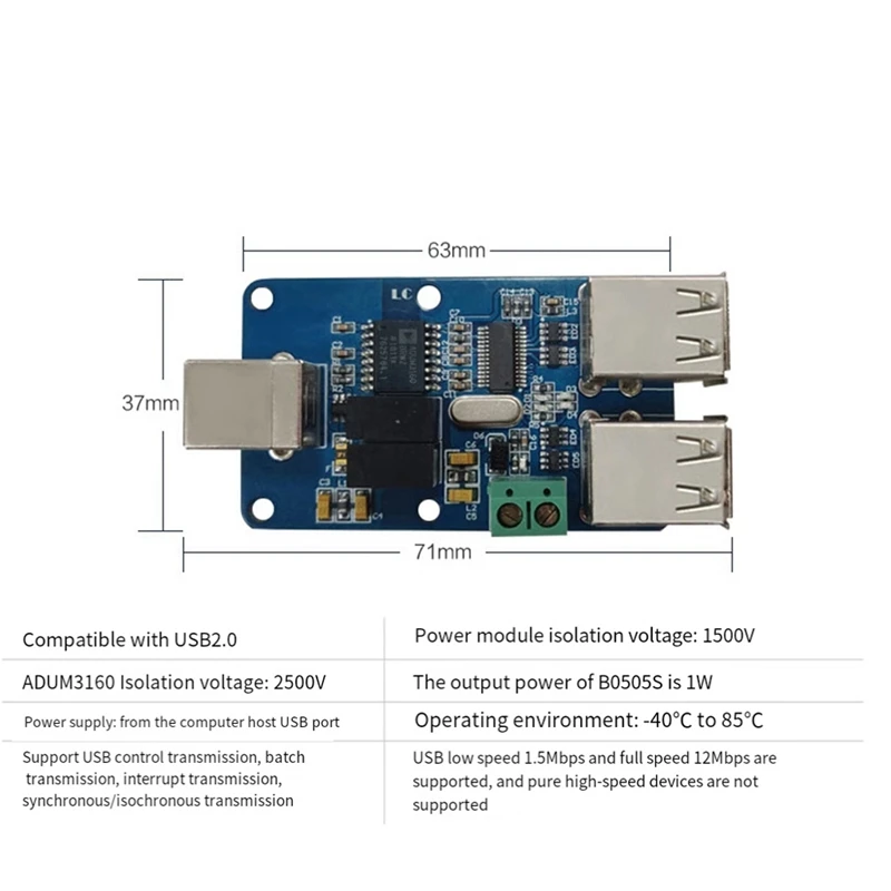 ADUM4160 aislador de señal de Audio USB, 1500V, 1,5 Mbps, 12 Mbps, señal Digital, aislador de potencia de Audio