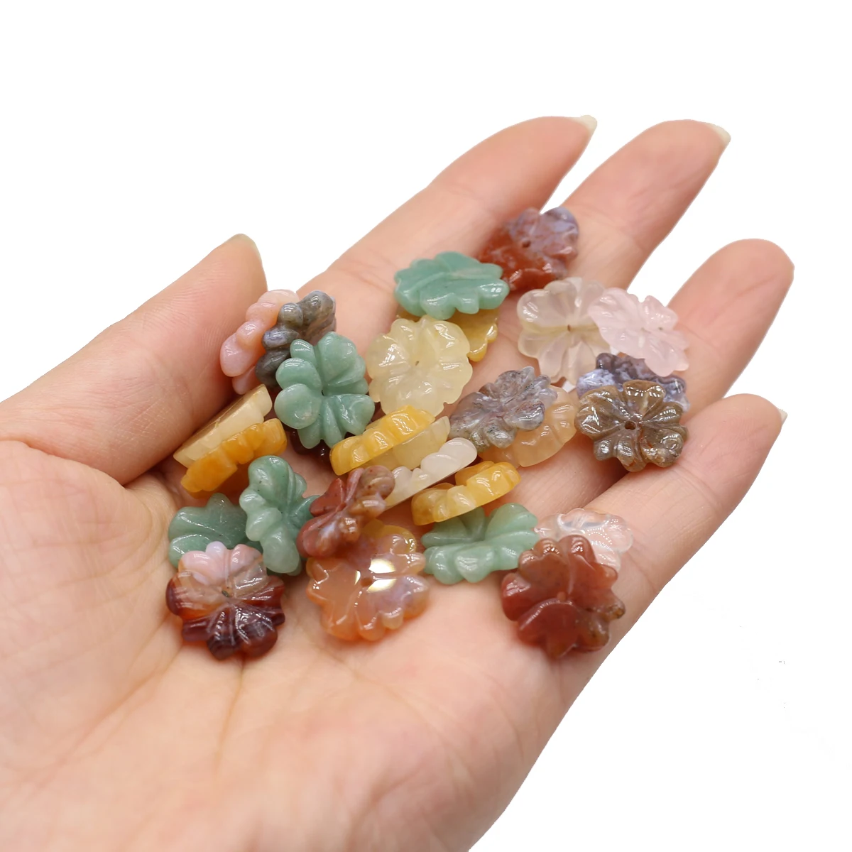 2 stücke 16mm zufällige Farbe Naturstein Anhänger Blütenblatt Form Charms für Schmuck herstellung liefert DIY Halskette Ohrringe Zubehör