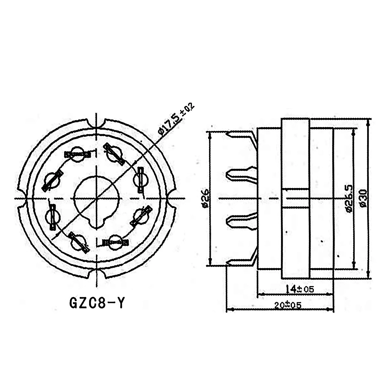 1PC 8Pin K8A Octal Valve Tube Socket For HIFI Audio 6L6 6V6 EL34 KT88 5AR4 6CA7 GZ34 CV181 274B 6N8P 6SN7 Tube PCB MOUNT