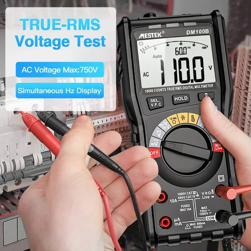 Multimeters MESTEK AC/DC Digital Transistor Tester Automatic Capacitor Voltage Meter Flash Light Backlit Large Screen