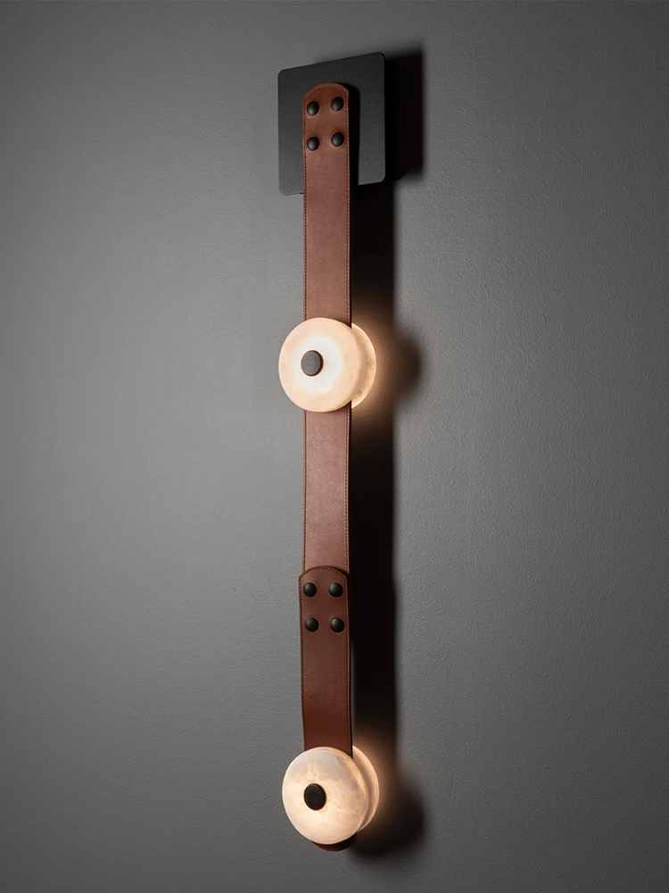 2025 Trendy Long Flexible Leather Strap Marble LED Chandelier Lighting Suspension Luminaire Hanging Light Lampen For Living Room - Image 6