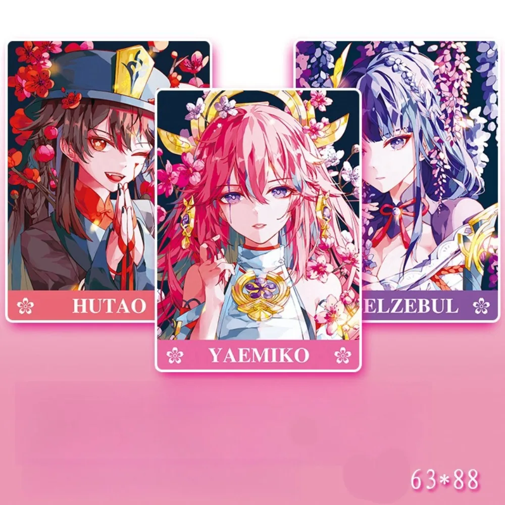 

DIY Genshin Impact Flourishing Flowers Raiden Shogun Yae Miko Flash Card Anime Peripheral Game Collection Card Holiday Gift