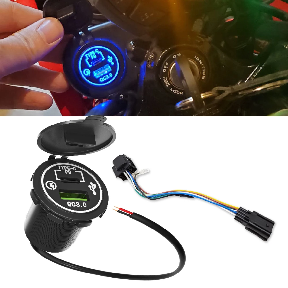 Kit de porta USB PD TYEP-C de carregador rápido com conector para Honda CT125 Trail 125 Hunter Cub 125