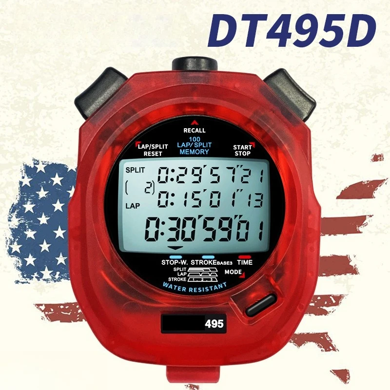 Waterproof Electronic Stopwatch Multi-Lap Split Timer Professional Athletics Race Chronograph