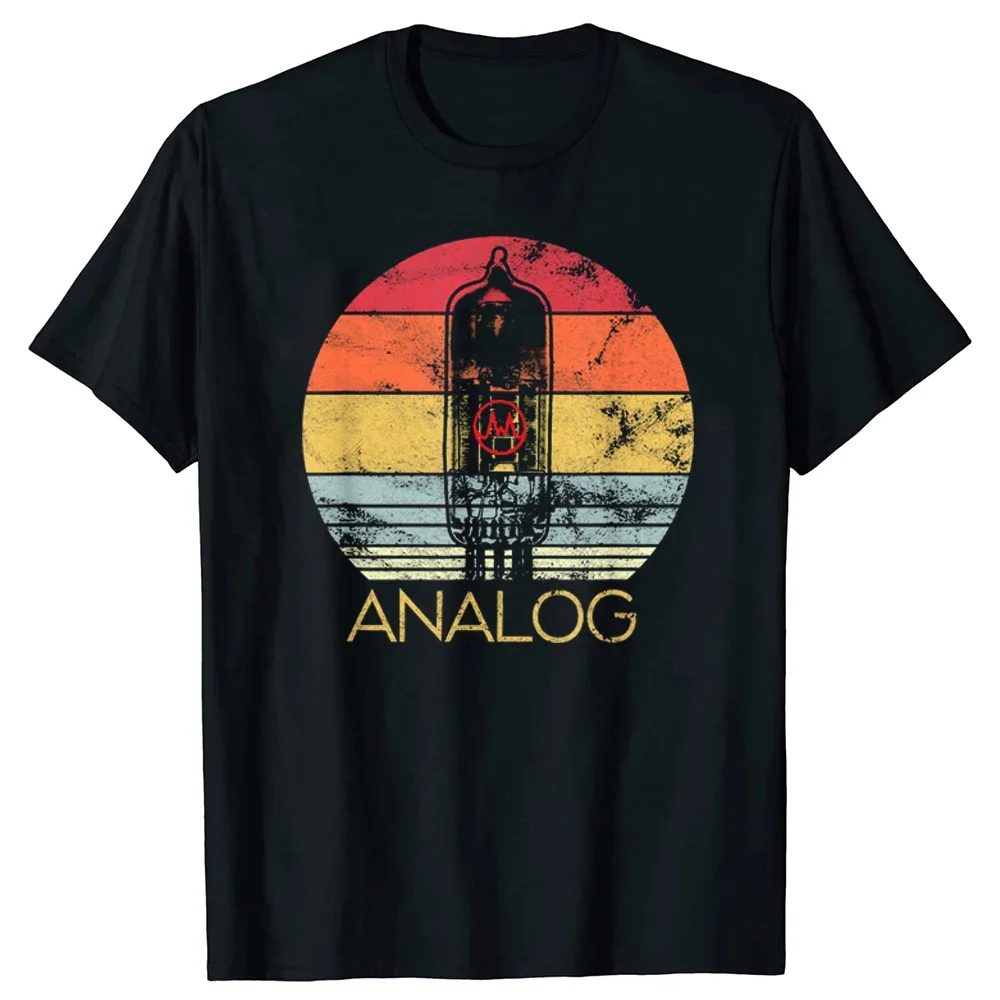 

Vacuum Tube Analog Retro Sunset Vintage Graphic Tee Men Casual Short Sleeve Cotton T-Shirt
