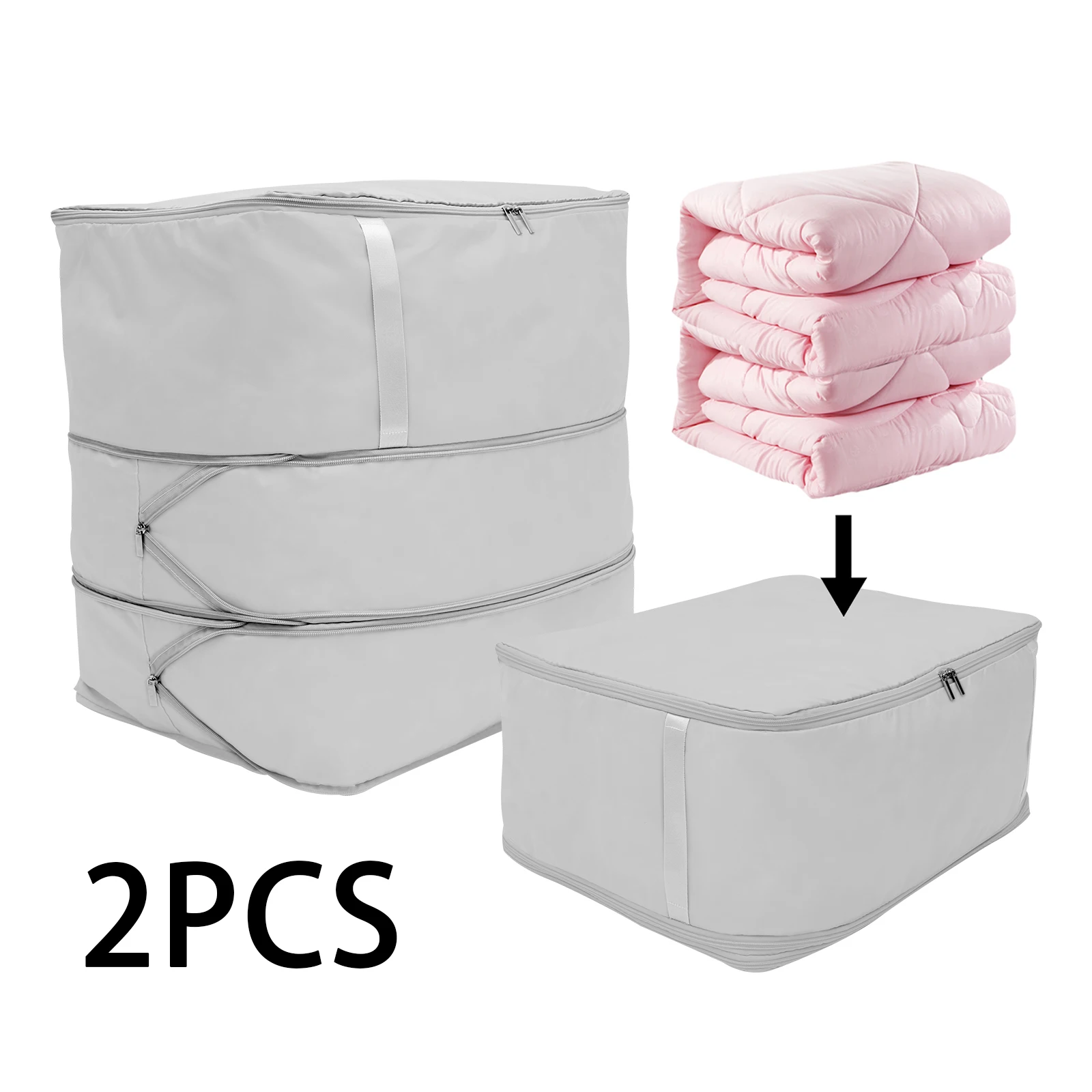 2Pcs Self Compression Duvet Storage Bag Large Capacity 3 Layer Moving Heavy Duty Self Compression Organizer Bag