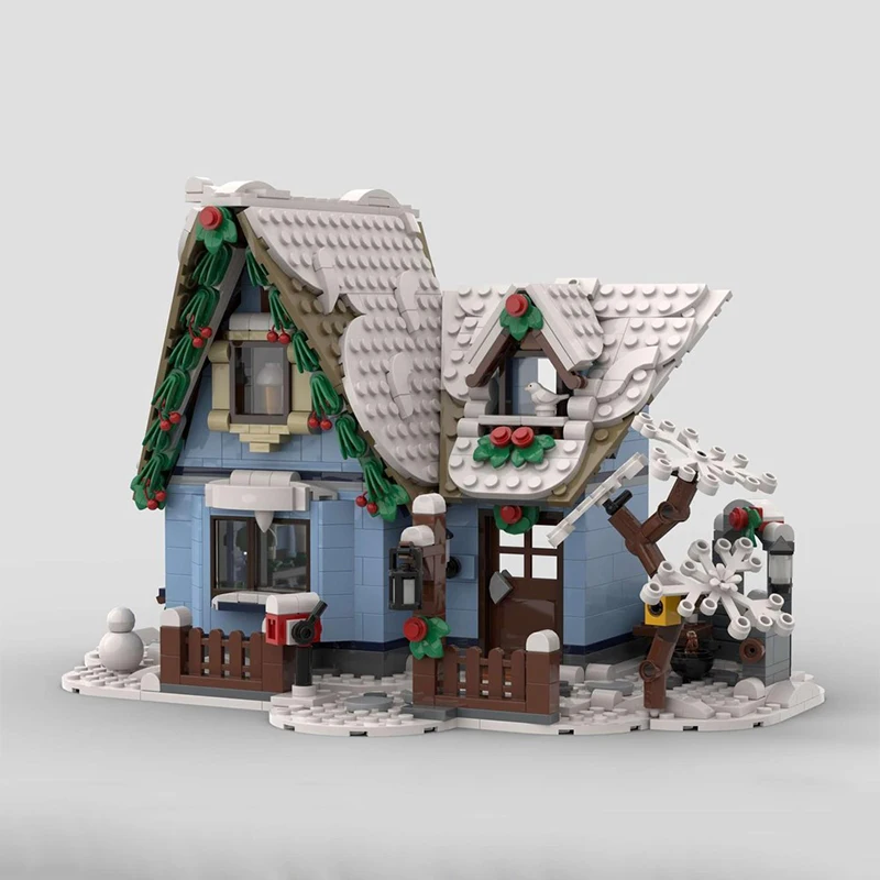 975개 맞춤형 리틀 타운 하우스 MOC 맞춤형 모듈식 빌딩 블록 창의적인 디자인 기술 DIY 소년 축제 장난감 선물