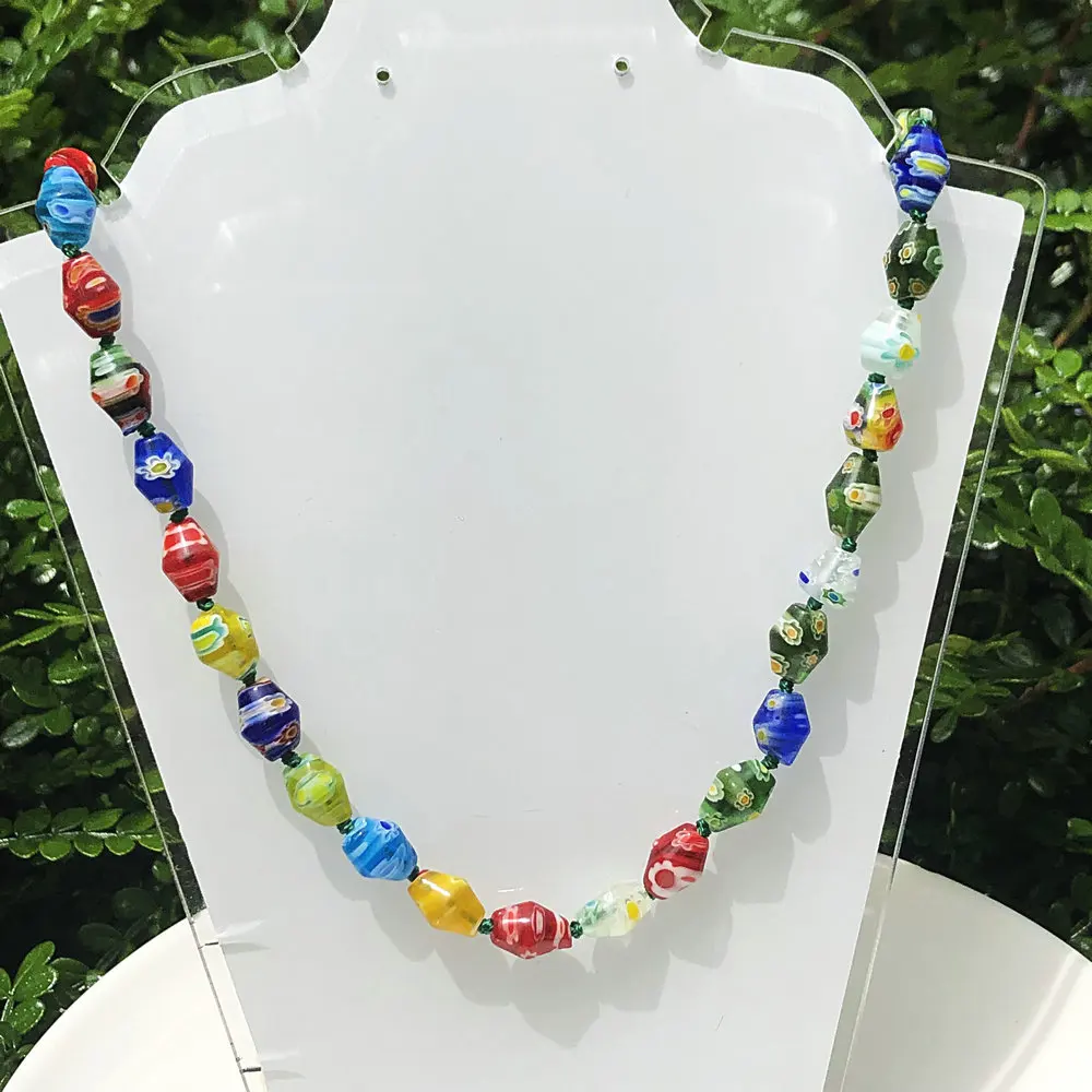 Wholesale 3 PCS 3D Flower Muran Glass Bead Necklace Handmade Personalized Jewelry for Women