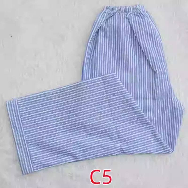 Men's Pajama Pants Bubble-satin Trousers Plaid air-conditioning Cotton Pyjamas Comfort Loose Sleep Bottoms Sleepwear