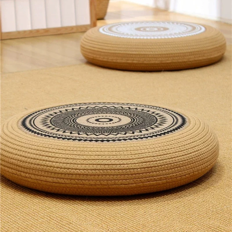 Huangma Cushion, Home Balcony Meditation Mat, Living Room Bay Window, Circular Japanese Tatami Mat Cushion Meditation Mat