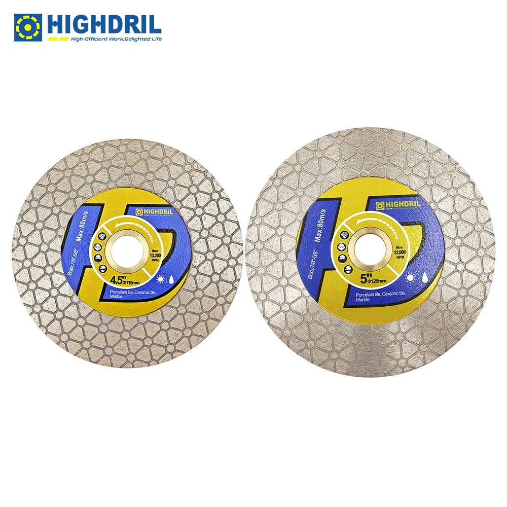 HIGHDRIL 1pc Dia115/125mm Triangular Double-sided Cutting and Grinding Saw Blades for Tile Ceramic Marble Stone Porcelain Cutter