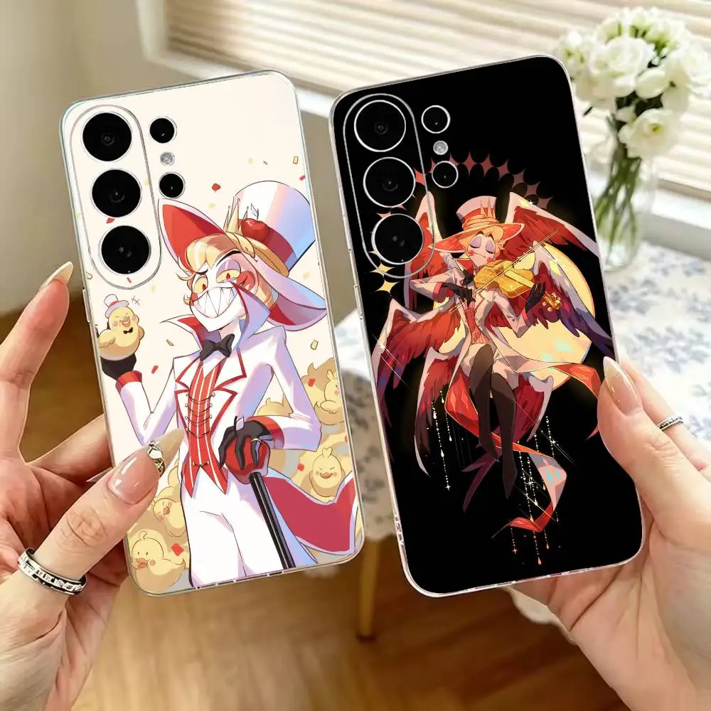 Hazbin H-Hotel Lucifer Magne Transparent Phone Case For Samsung S25,S24,S21,S22,S23,S30,Ultra,S20,Plus Soft Cover