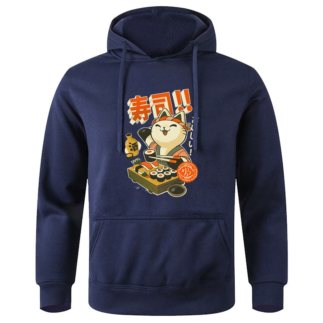 Japan Sushi Chef Cat Print For Men Hoodies Image Novelty Fashion Hoody Loose Oversized Hoodie Casual Harajuku Sports Sweatshirt