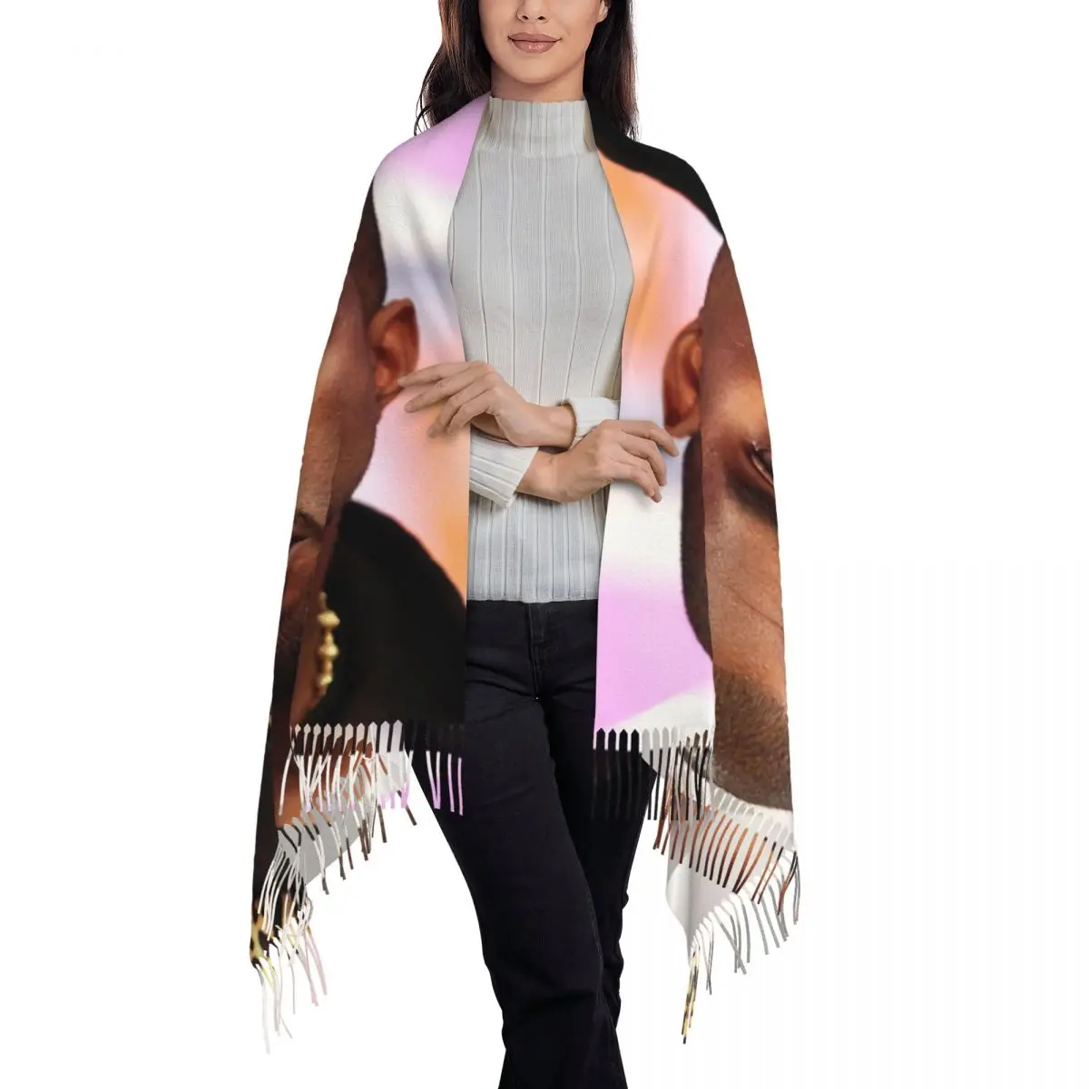 Personalized Print Popular Singer Kanye West Scarf Women Men Winter Warm Scarves Shawl Wrap