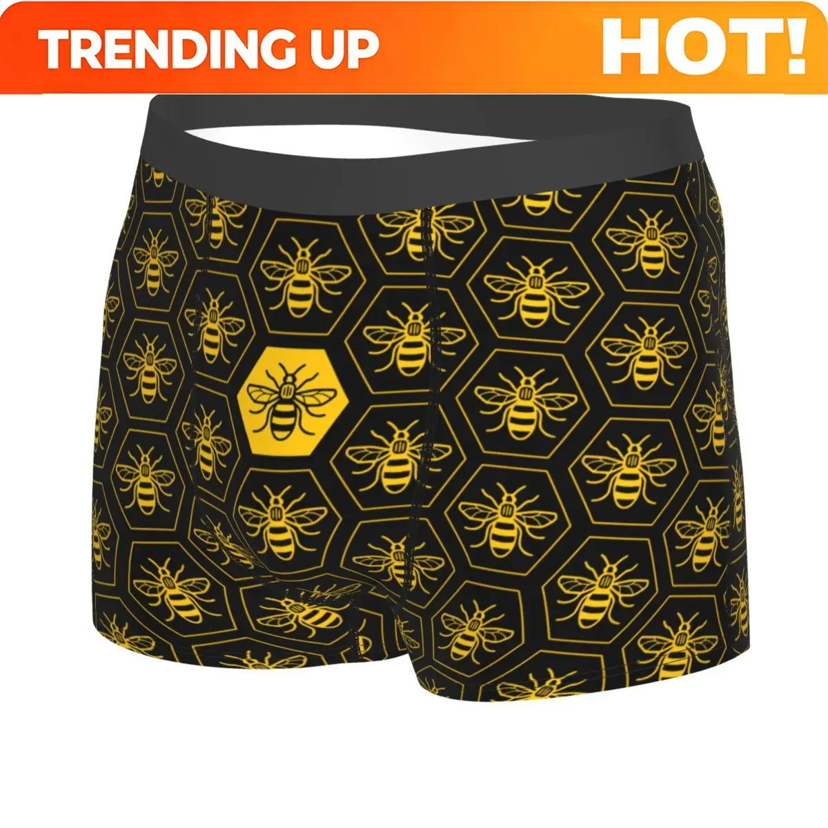Custom Manchester Bee Boxers Shorts Men Honeybee Briefs Underwear Fashion Underpants