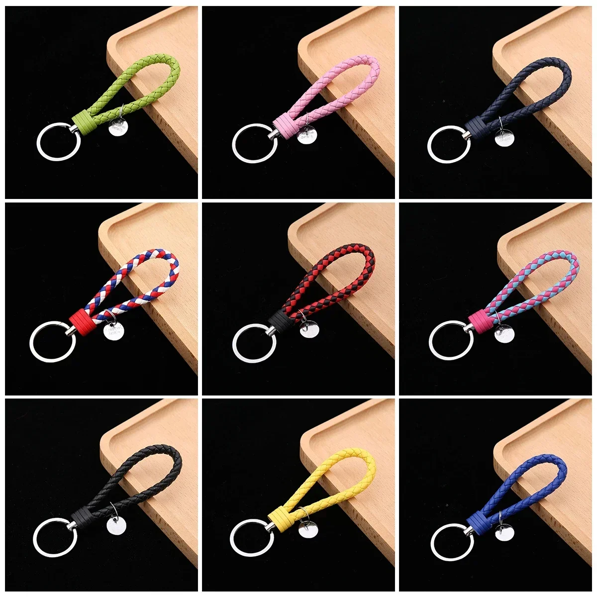 

1Pcs Multicolor Handmade Braided Leather Cord Keychain Fashion Wrist Rope Key Ring Party Gift Small Jewelry