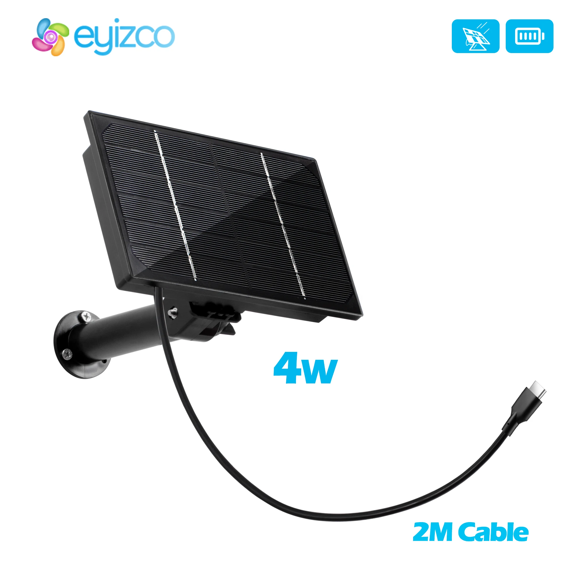 4W  Solar Panel Waterproof IP66 Outdoor 2m Cable Charger USB TypeC 5V DC12V Powered Security WIFI Hunting Camera Or 4G Router