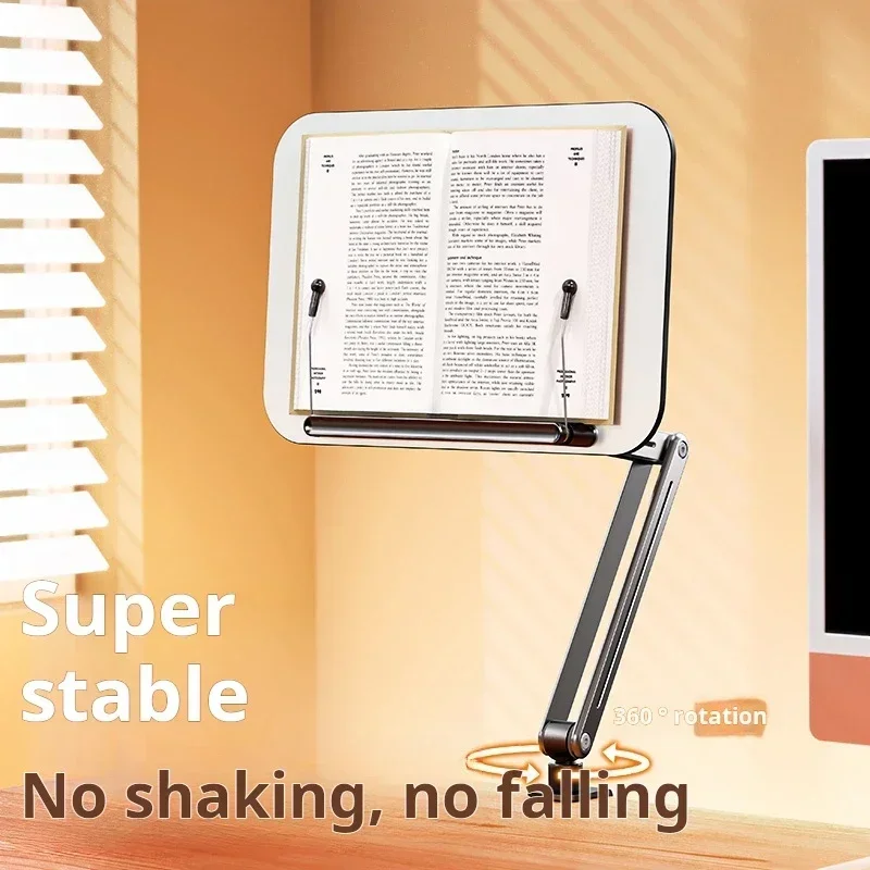 Adjustable Aluminum Alloy Book Stand Holder for Desk, Foldable Reading Rack Compatible with IPad Tablet Notebook Books for Home