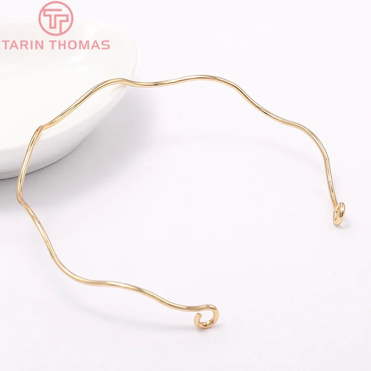 (3398)4PCS 65MM 24K Gold Color Brass High Bracelet Quality Jewelry Making Supplies Diy Findings Accessories