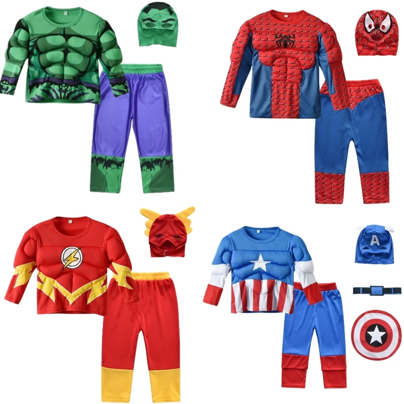 MINISO superbohater Hulk kapitan ameryka przebranie na karnawał chłopiec dziewczyna ubrania Spiderman kostium mięśniowy Halloween karnawał urodziny