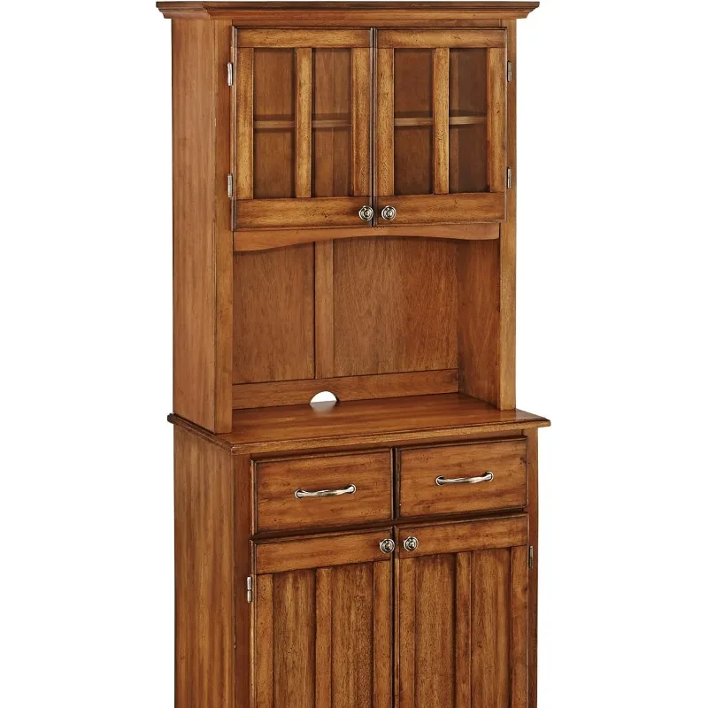 Buffet of Buffet Cottage Oak with Wood Top with Hutch Freestanding Kitchen Pantry Cabinet  Hutch Cabinet for Kitchen Dining Room