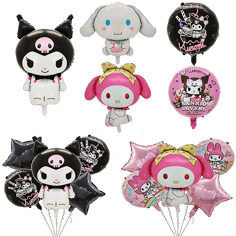 

5 шт., милые воздушные шары Sanrio My Melody Kuromi Cinnamoroll латексные воздушные шарики для гелия Детский праздник на день рождения