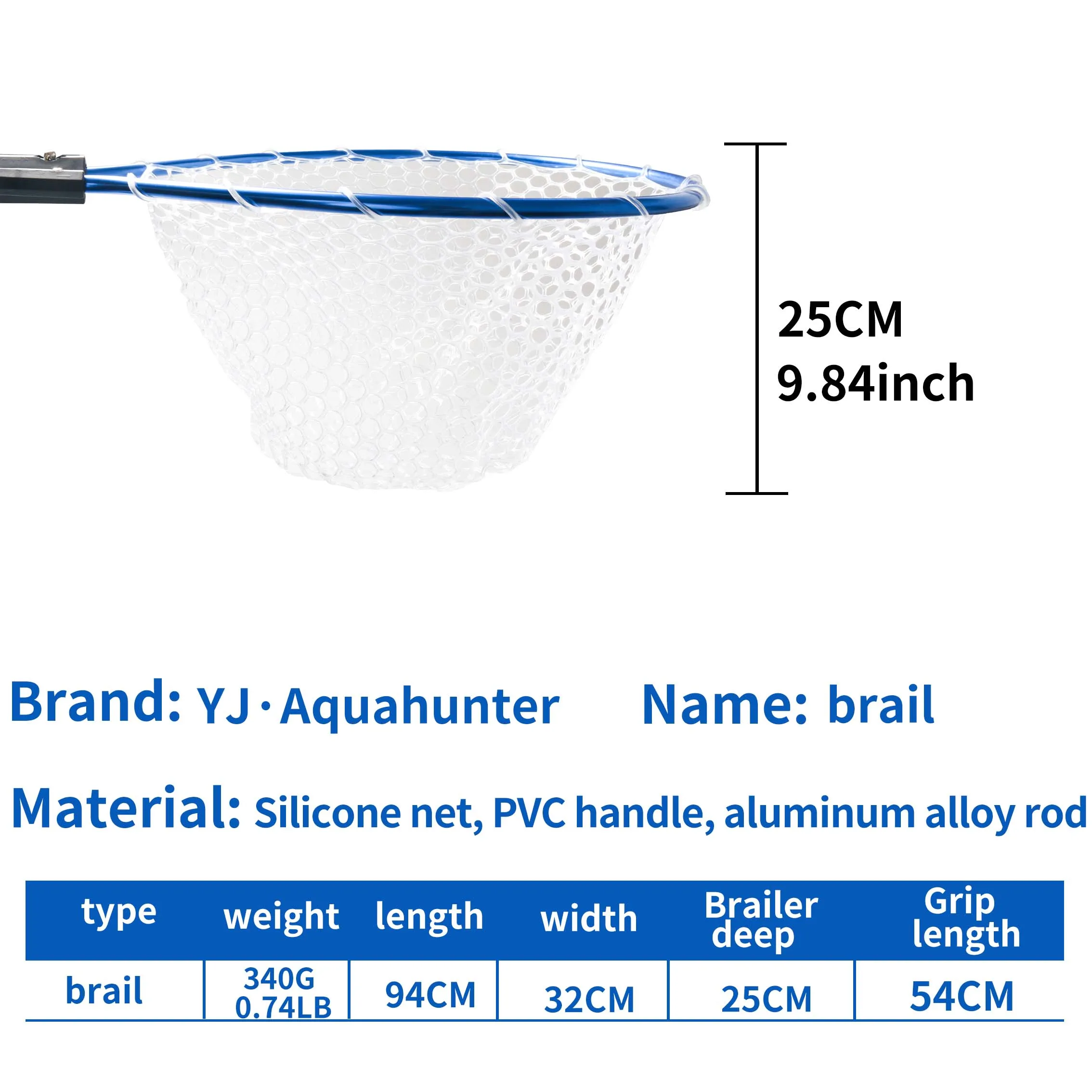 94Cm Folding Fish Landing Net Portable Foldable Fly Fishing Long Handle Landing Net