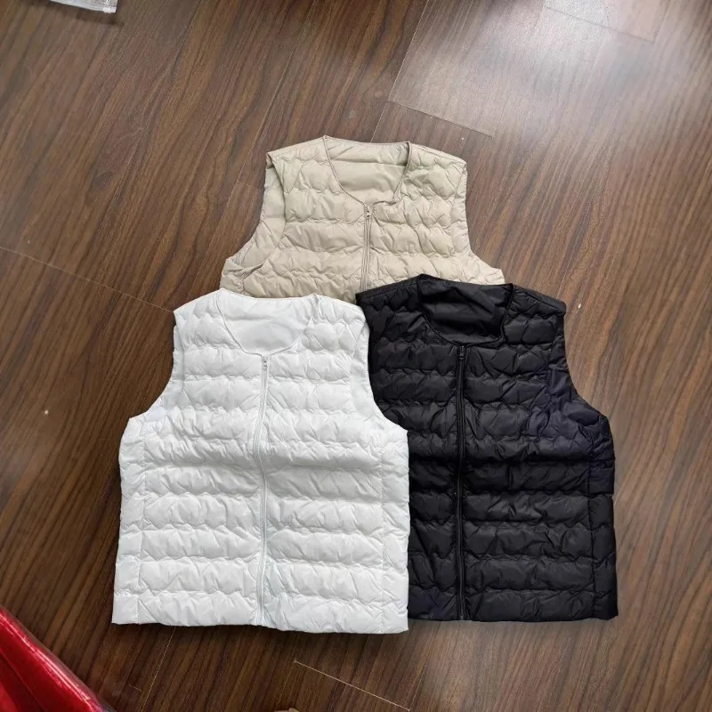 2025 Herfst Winter Nieuwe Dames Lichtgewicht Witte Eend Fleece Vest Slim-fit Warm Elegant Woon-werkverkeer All-match Damesblouse