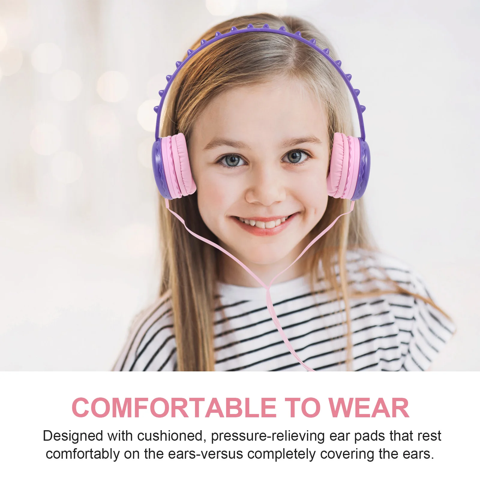 

Cute Dinosaur Headset For Kids Durable Children Headphones High Quality Sound Wired Earphones