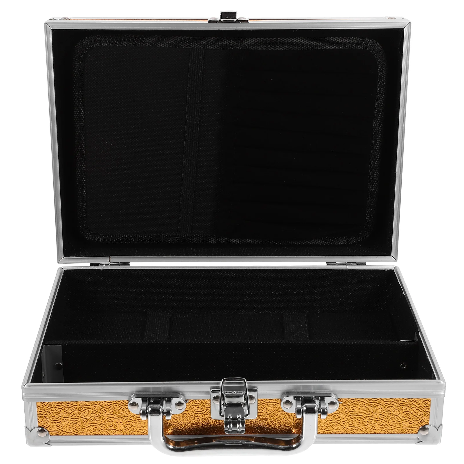 

Nail Toolbox Storage Bin Golden Portable ganizer Holder Tools Container Travel Manicure Case Handheld Aluminum Shockproof