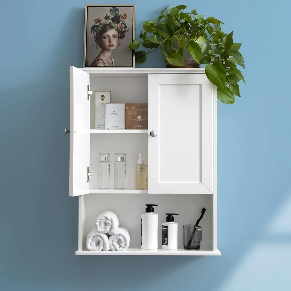 VANIRROR White Bathroom Wall Cabinet Over The Toilet Storage Cabinet, 24x30 Inch Above Toilet Storage Wood Medicine Cabinets