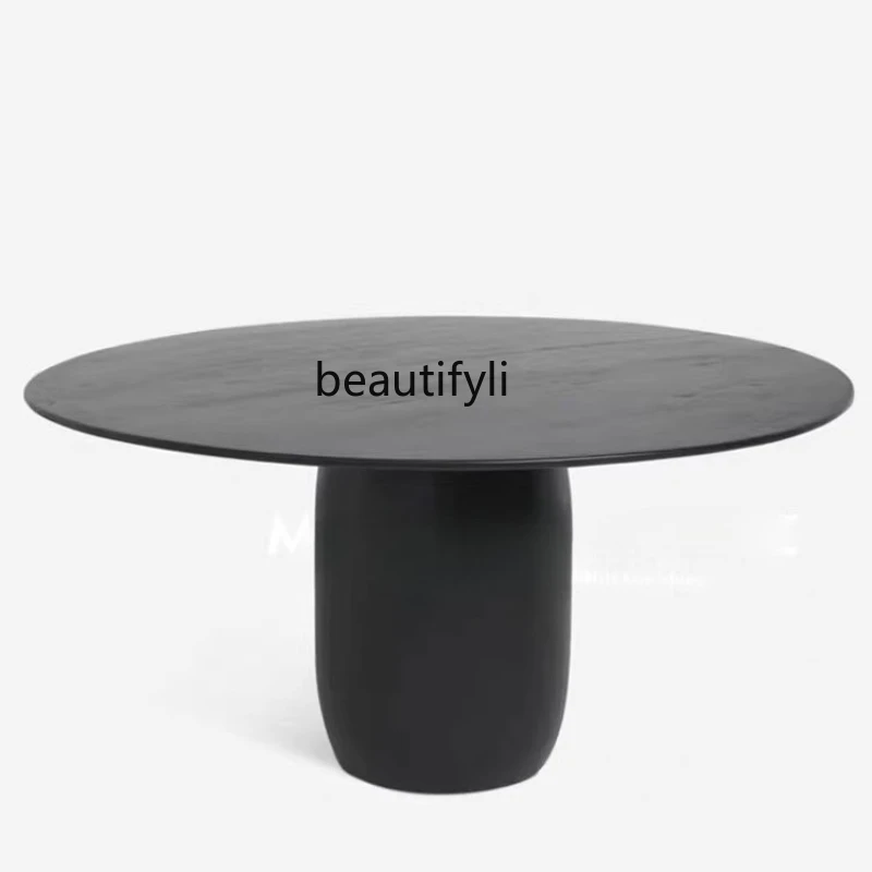 

Medieval retro solid wood round dining table modern minimalist designer desk wabi-sabi wind, dining table