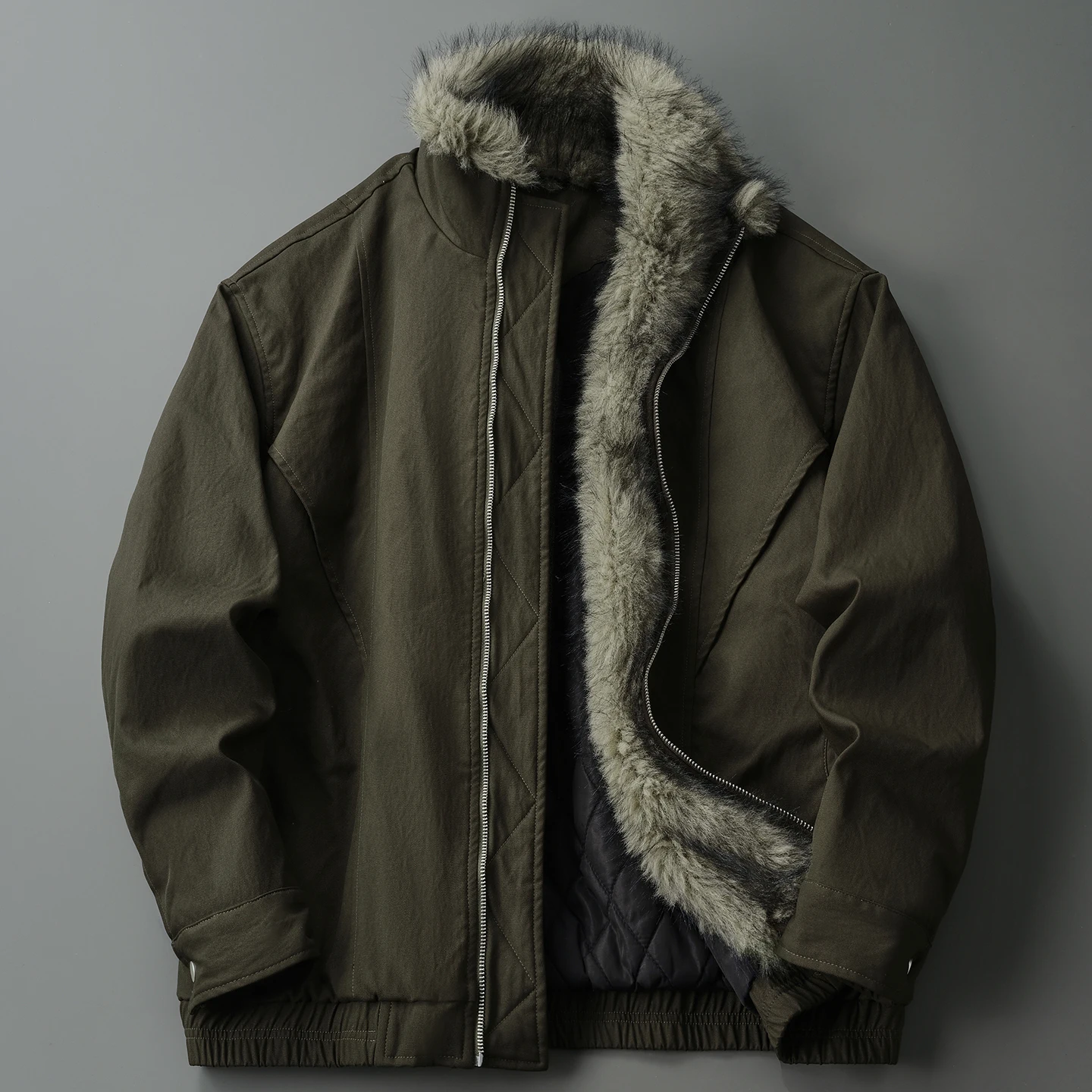 

Stand collar fur collar American retro cotton jacket men's winter fashion casual thickened warm cotton jacket