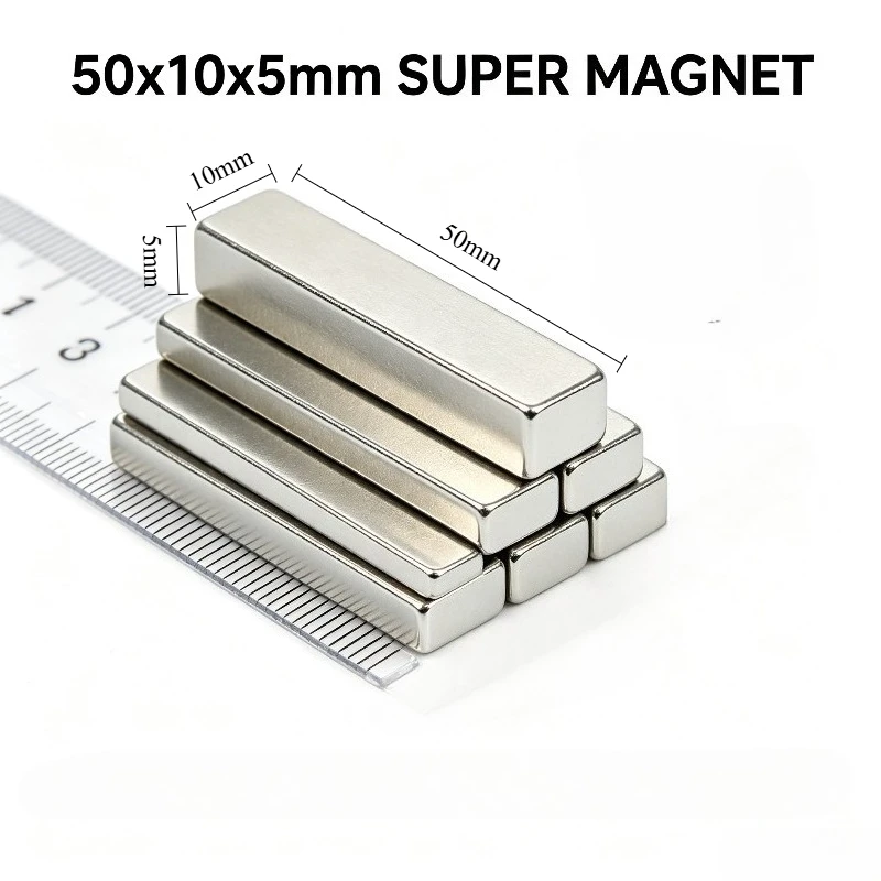 N35 Rectangular Neodymium Magnet 50x10x5mm NdFeB Permanent Rare Earth Block Magnet for Industrial Projects DIY Craft Hardware
