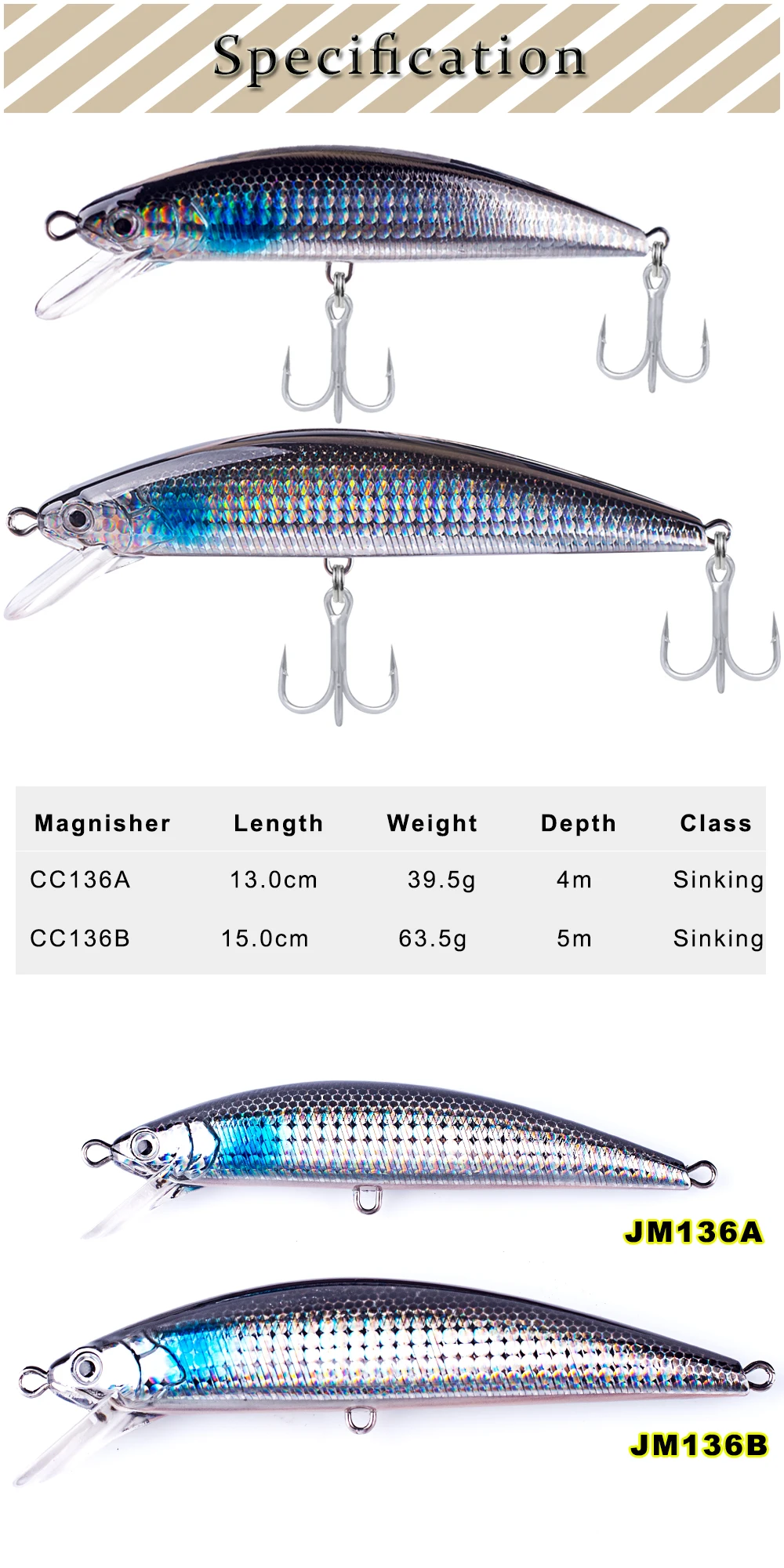 Magnisher Sinking Minnow Baits Heavy Long Casting Hard Baits Trolling Sea Fishing Lures Jerkbait  New Tackle 13cm 15cm