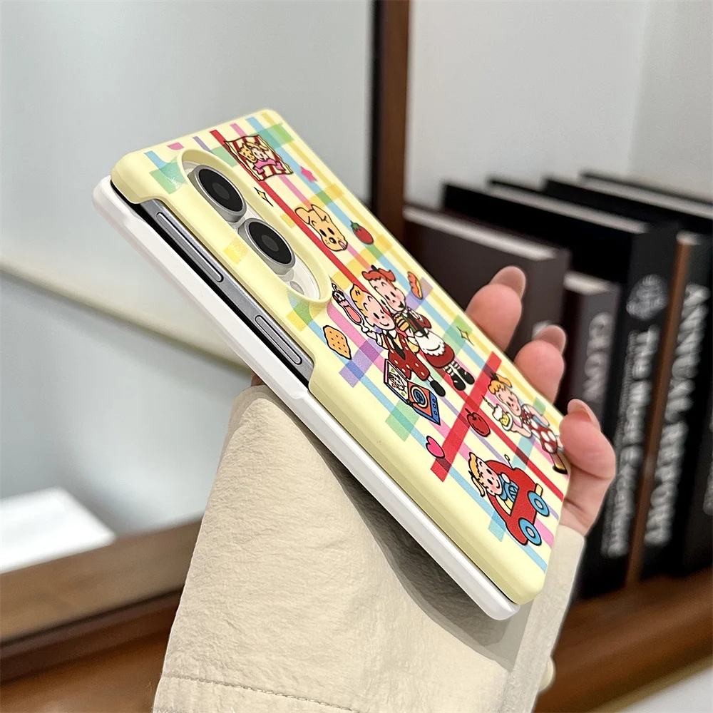 Korea cute Color plaid girl Skin feel Phone Case for Samsung Galaxy Z Fold 8 Cover Shockproof Protective Chain Fold8 case
