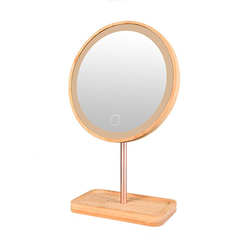 Wood Makeup Mirror With Light LED Daylight Vanity Mirror Detachable Storage Base 3 Modes Mirror With Light Gift USB Rechargeable